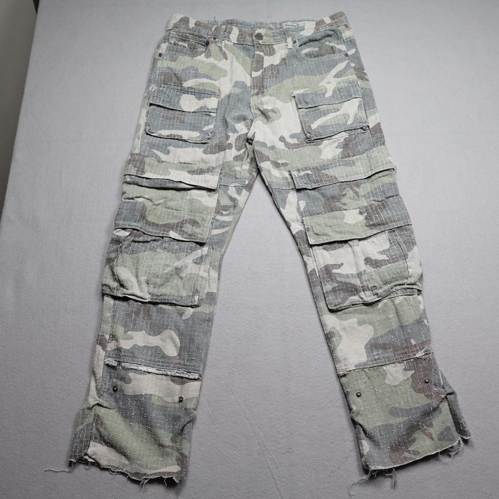 Smoke Rise Pants Mens 34x32 Green Camouflage Cargo Cotton Canvas Workwear